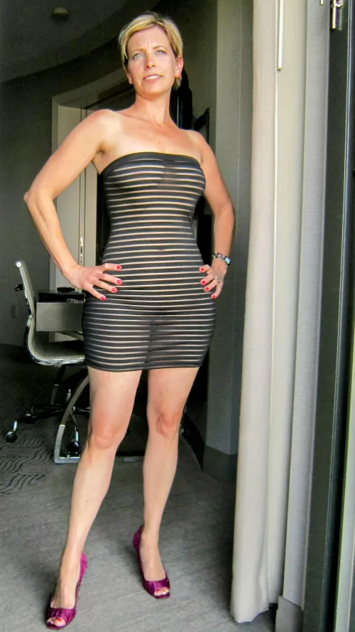 Wife posing in new dress 2 by User556oldhorndog