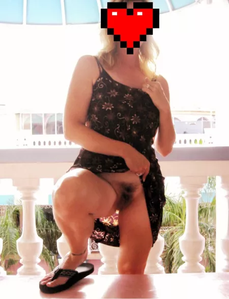 Wife showing off her perfect hairy pussy. Hot right? by flash-to-pass