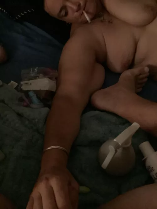 Wifey smoking and jerking me off. by KXF450Beastie