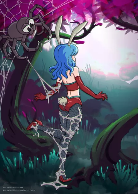 Wild Bunnygirl Spider Cocooned ( StickyScribbles ) by 24Emma