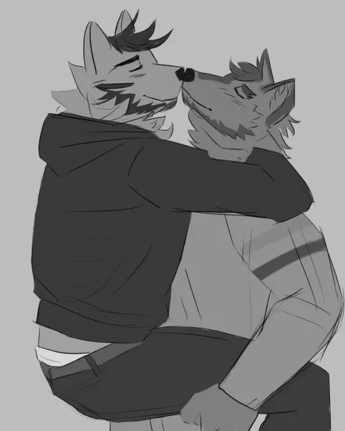 Wip ! Just two cute wolfs by leosketches9
