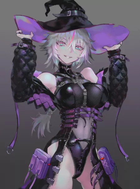 Witch Highleg Grin (Denki) [Original] by sequence_string