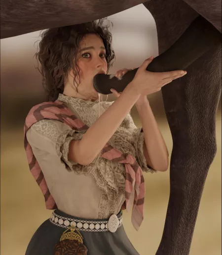 With no mares around, she had to relieve a little pent-up stress of one of the farm horses... (Emberstock) by TeeniTini