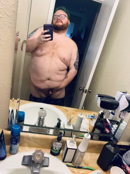 Woke up to a bunch of new followers and messages. Glad you boys enjoy my pics. Here’s a tired bathroom selfie. by emerald-cub