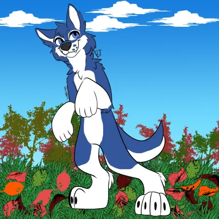 Wolfie in Fall (Colored by me, Base by GruffGrutz on DeviantArt) by wolfwideweb