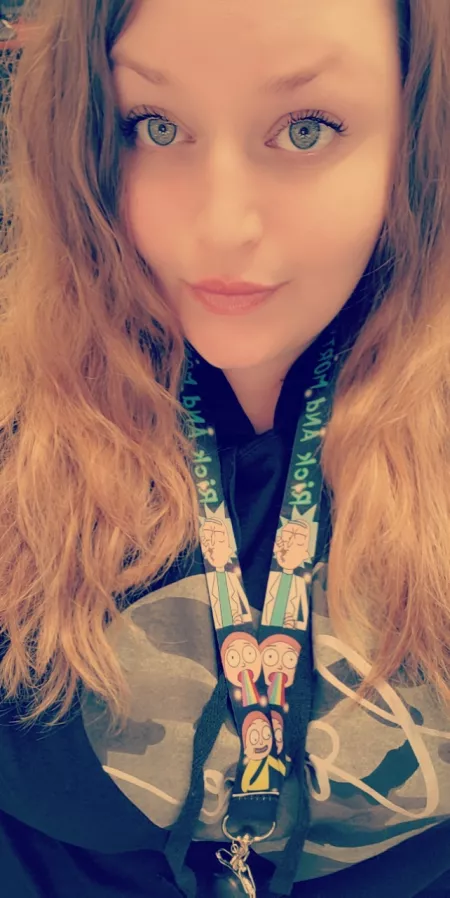 Work selfie ☺ do you like my rick and morty lanyard? by chubbybunnybabe