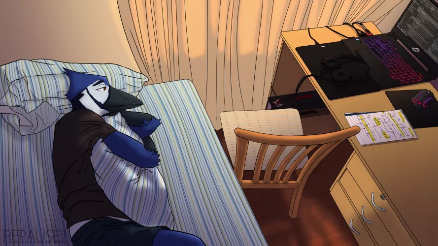 Working at home (by me, @slipspacebird on twitter) by repawse