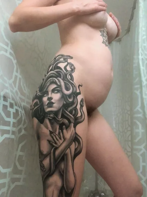 Would you take a shower with this pregnant tattooed mommy to be? 💦 by MissElAmbrosia