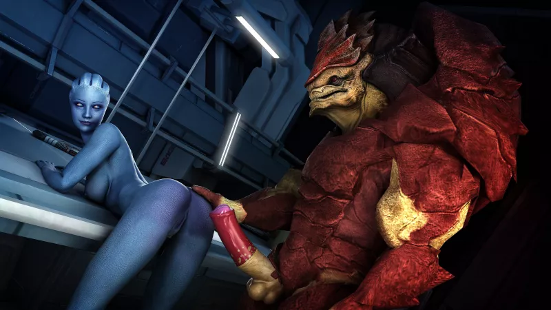 Wrex and Liara (asarimaniac) by shallowtupperware