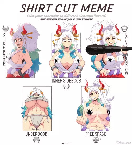 Yamato - shirt cut meme horned up edition (Sonikku) [One Piece] by gifsundgirls