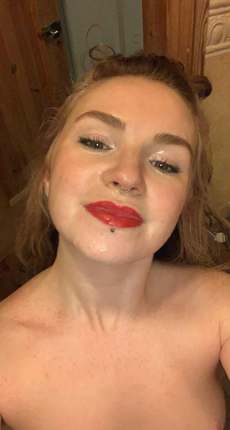 Yes, the cum by my eye did turn my eye red and puffy, but it’s always worth it 😜 posted by kokabyn