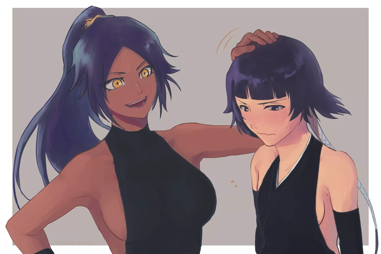 Yoruichi Petting Soi Fon [Bleach] posted by ISTJScorpio95