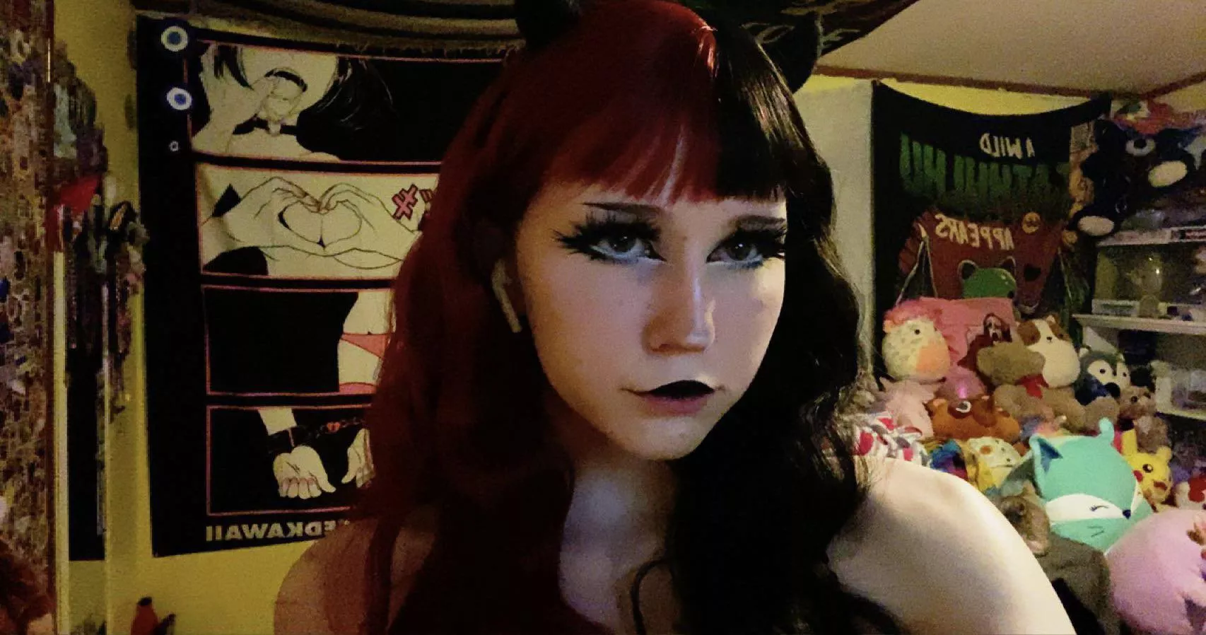 you can see all my stuffies in the back 🥺 posted by strawberrybabi