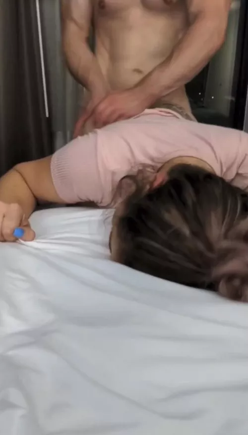 You could say she was having fun 😉 friend recording, husband in another town. by collegefun20