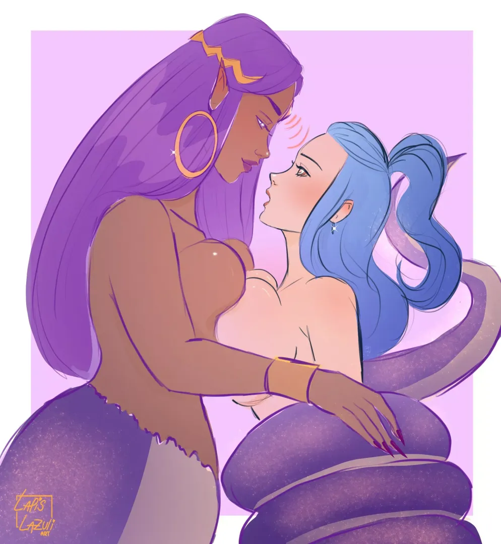 You guys a fan of hypnotic Lamias? [Ianthe & Lapis] [LapisLazuliArt] posted by lapislazuliart