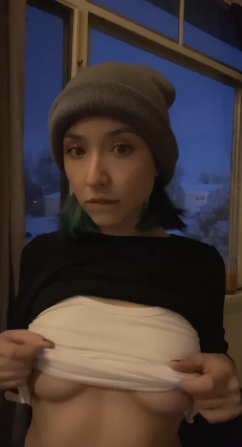 You wanna see this snow bunny take off her shirt? by EnigmaticDaze