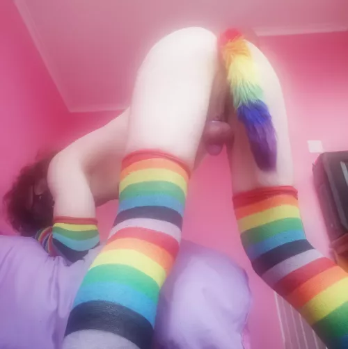 Your caged sissy has all the colours of the rainbow! 🌈 by rainbow-femboy