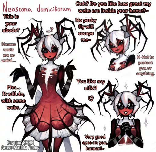 Your home needs webs! [(Literal) Spider Girl] [Wholesome] [Moving in together] [Slight tsundere] [Artist: Matilda Fiship] by SMSH-1A