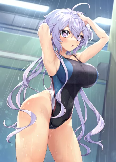 Yukine Chris Showers Swimsuit (Wada Chiyon) [Symphogear] by sequence_string