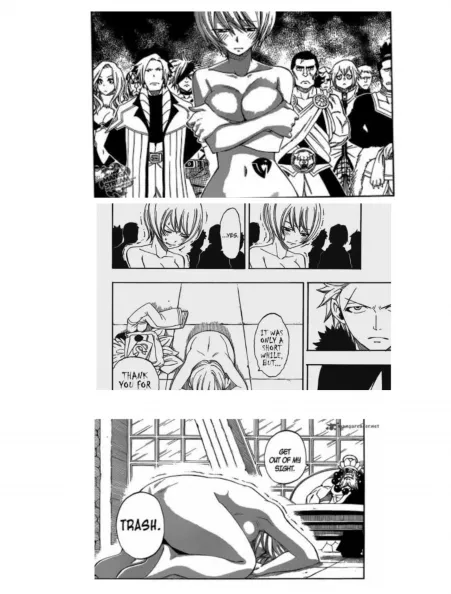 Yukino only covering her boobs but not her pussy just like Lucy when she's naked I get it now its ok for them to exposed their pussy than their boobs by flatchestedsarada