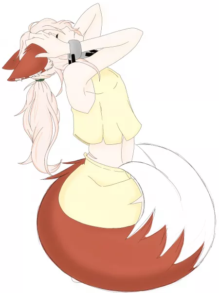 Yuneno action pose - waking up in the morning (art by me TrApartmaker) by TrApartmaker