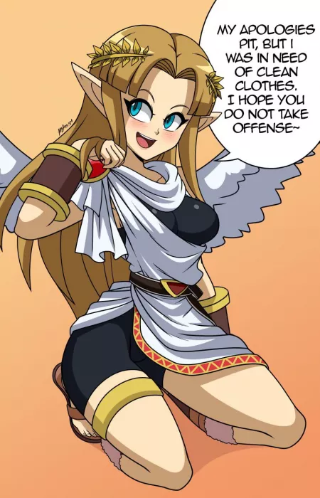 Zelda in Pit’s cloths by Pinetreedude69
