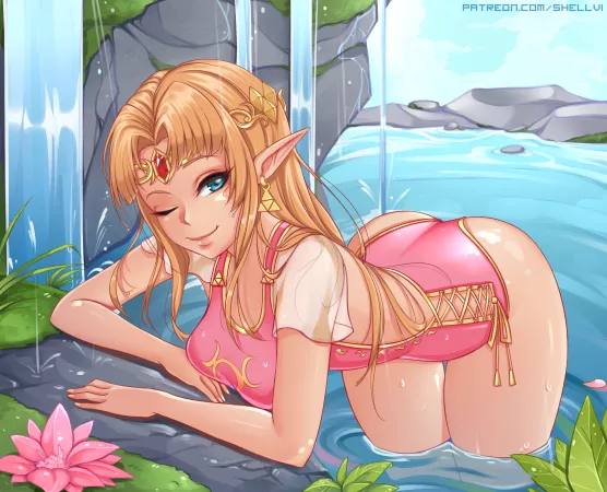 Zelda Swimsuit Waterfall Pond (Shellvi) [The Legend Of Zelda] by sequence_string