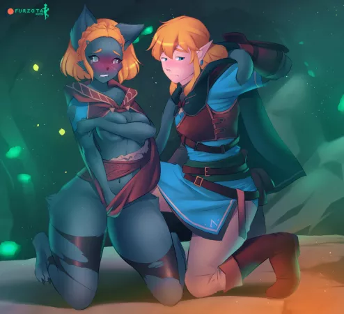 Zeldcat x Link [F Hylian (Zelda) -> F Catgirl/Anthro Cat, Post-TF, BOTW] by Furzota by notmma