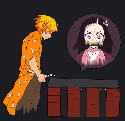 Zenitsu using nezukos box as a cumdump (yoursillistrated) [demon slayer] by retrocherub