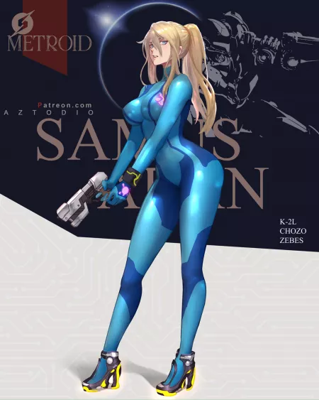 Zero Suit Samus At The Ready (Azto Dio) [Metroid] by sequence_string