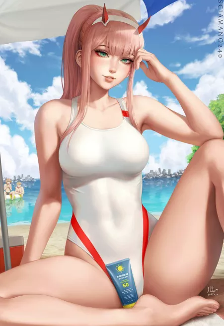 Zero Two in a swimsuit (sciamano240) by [deleted]