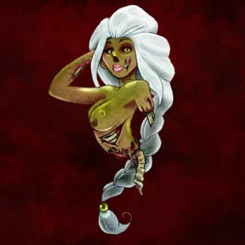 Zombie pinup I finally got around to coloring/ Scrubby.Nuggins by Alankazamm